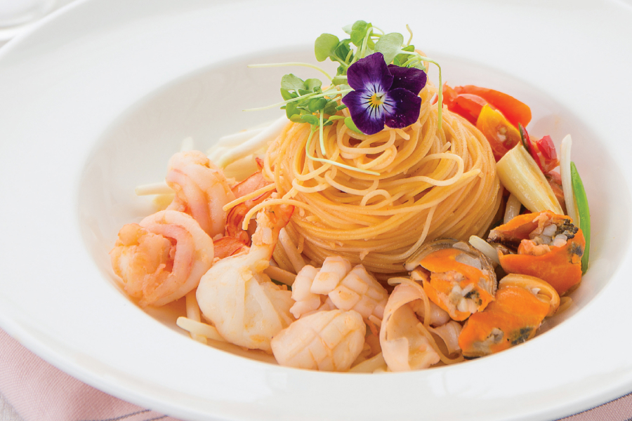 สปาเกตตี้ (แองเจิ้ลแฮร์) ผัดซอสเย็นตาโฟอ่าวไทย